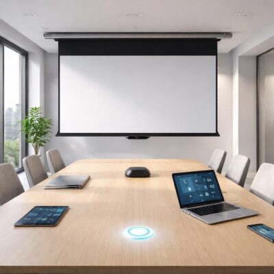 Salle connectée : automatiser un écran de projection avec scénario 1 bouton