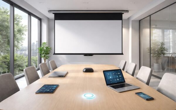 Salle connectée : automatiser un écran de projection avec scénario 1 bouton
