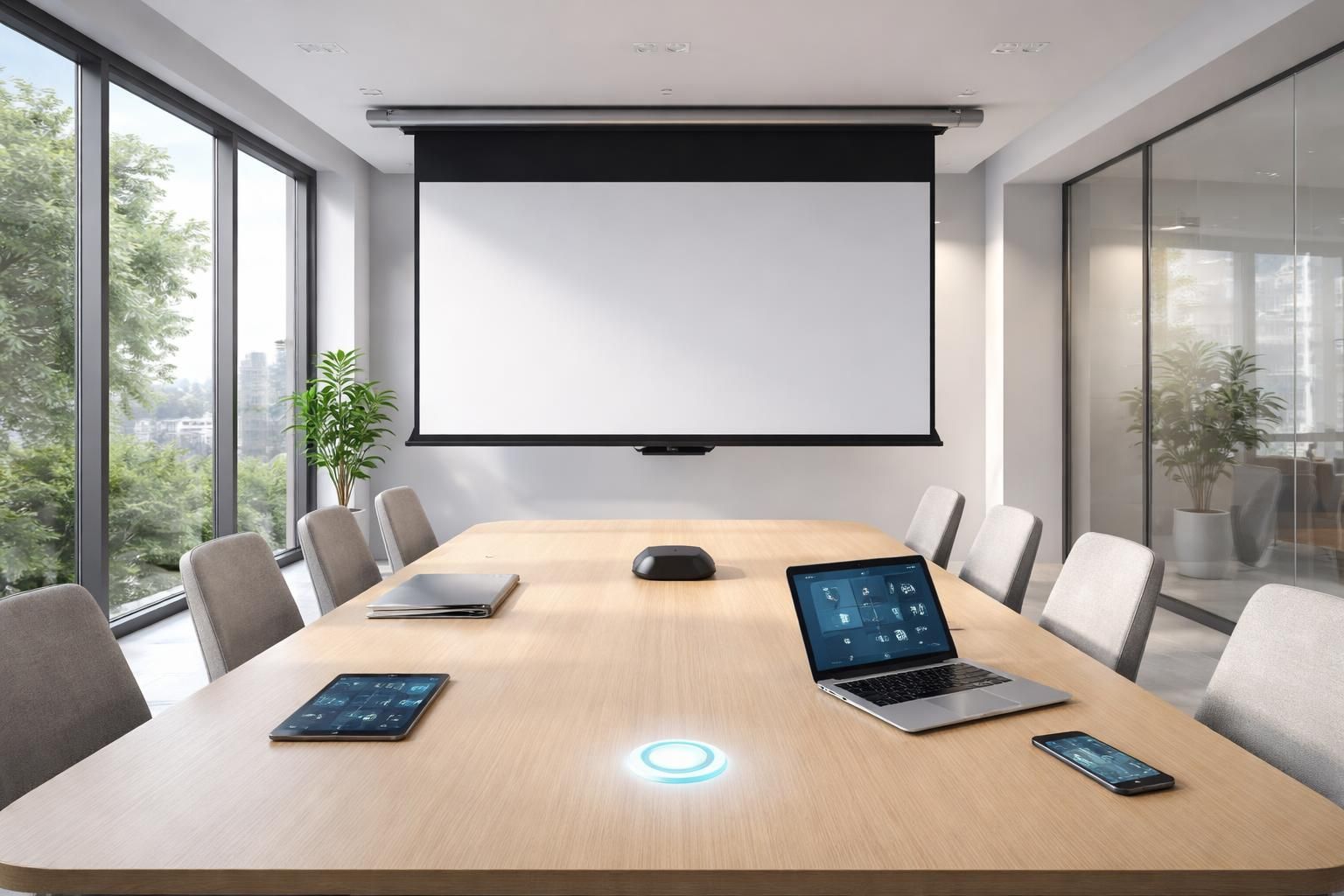 Salle connectée : automatiser un écran de projection avec scénario 1 bouton