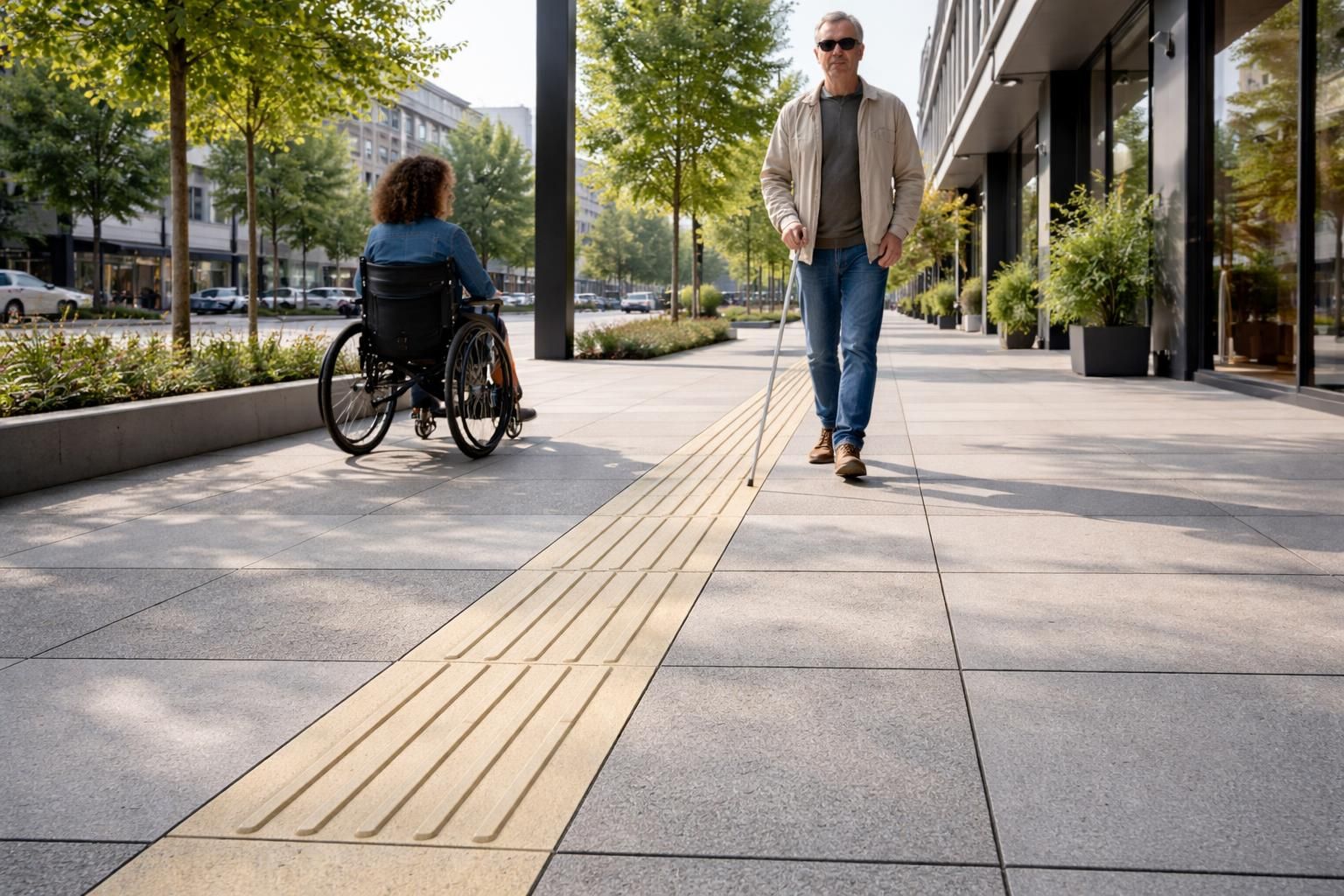 La bande de guidage PMR en résine, une solution durable et esthétique